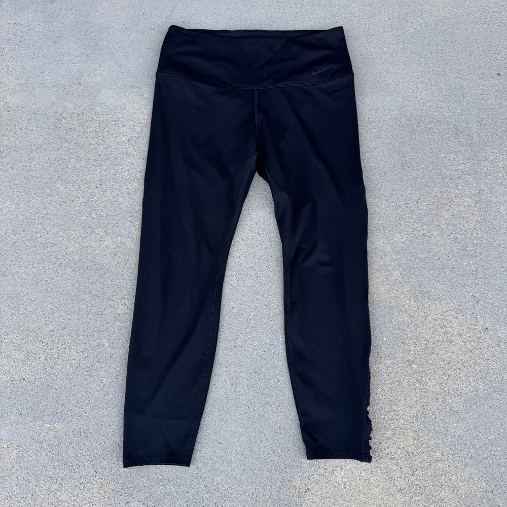 Nike Dri-Fit Womens‎ Size L Black Athletic Leggings Cutout